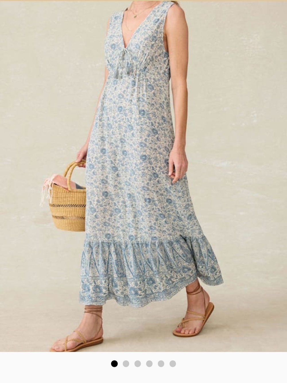Faherty Eden Dress Blue Water Floral Maxi Dress